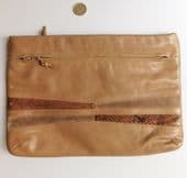 Vintage clutch bag handbag with suede and snakeskin effect design